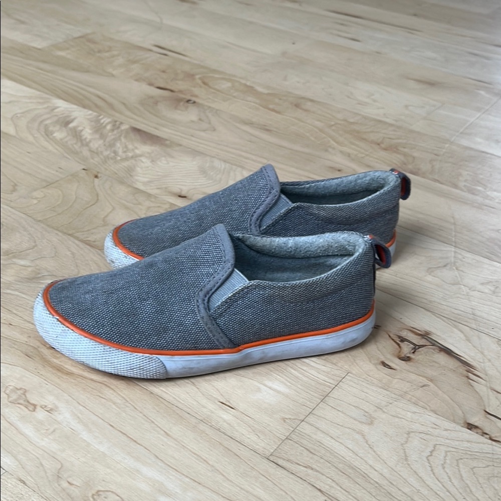 Gray and Orange Kids Slip-On Shoes